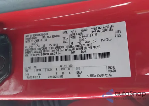 2016 Ford F-150 Xlt z USA, uszkodzony, nr VIN 1FTEW1E88GFA69714